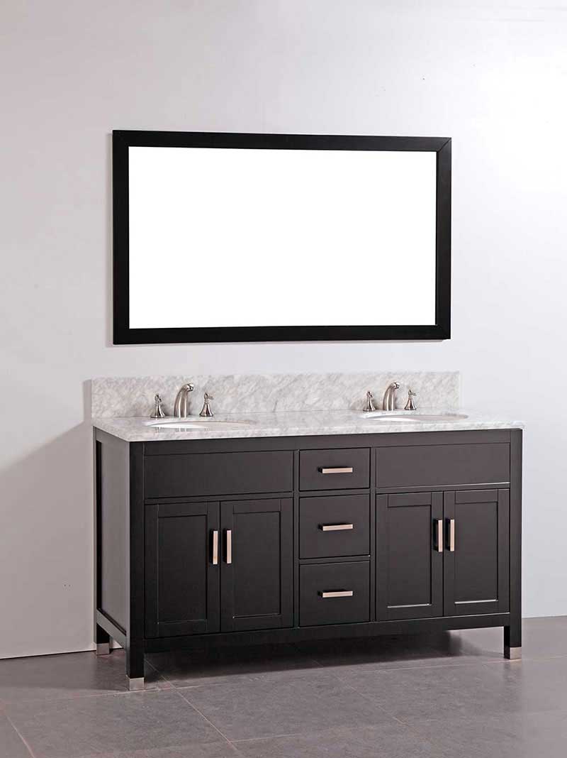 Legion Furniture 60" Solid Wood Double Sink Vanity With Mirror-No Faucet Espresso