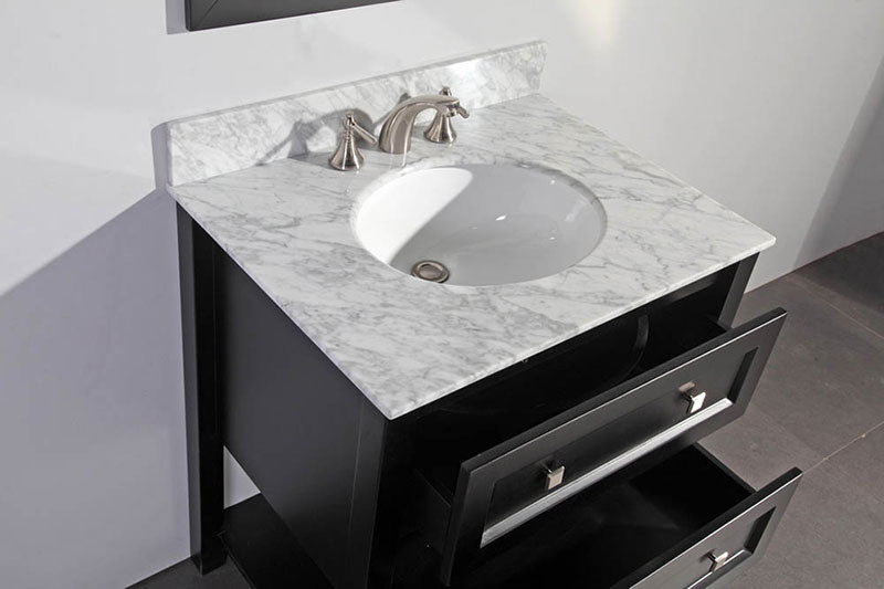 Legion Furniture 30" Solid Wood Sink Vanity With Mirror-No Faucet Espresso 4
