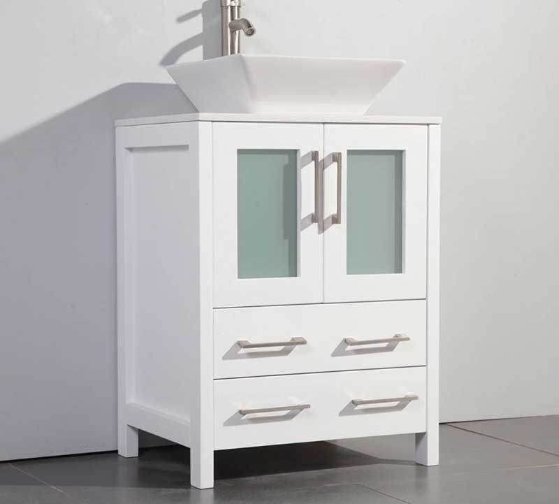 Legion Furniture 24" Solid Wood Sink Vanity With Mirror-No Faucet White 3