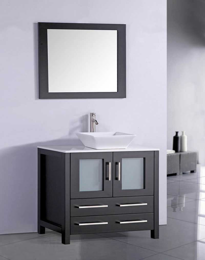 Legion Furniture 36" Solid Wood Sink Vanity With Mirror-No Faucet Espresso