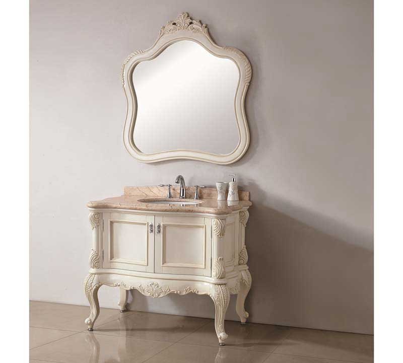 InFurniture 39.4" Solid Wood Sink Vanity With Micro-Crystal Glaze Marble-No Faucet WB19663