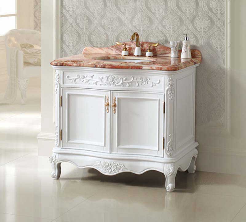 InFurniture 39.4" Solid Wood Sink Vanity With Micro-Crystal Glaze Marble-No Faucet WB19667 4