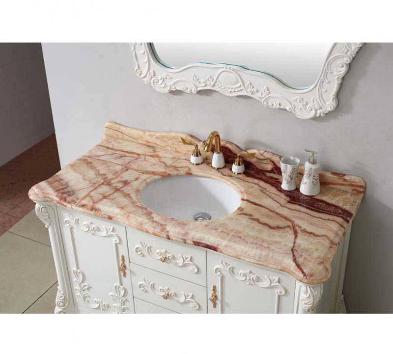 InFurniture 51.2" Solid Wood Sink Vanity With Micro-Crystal Glaze Marble-No Faucet WB19668 2