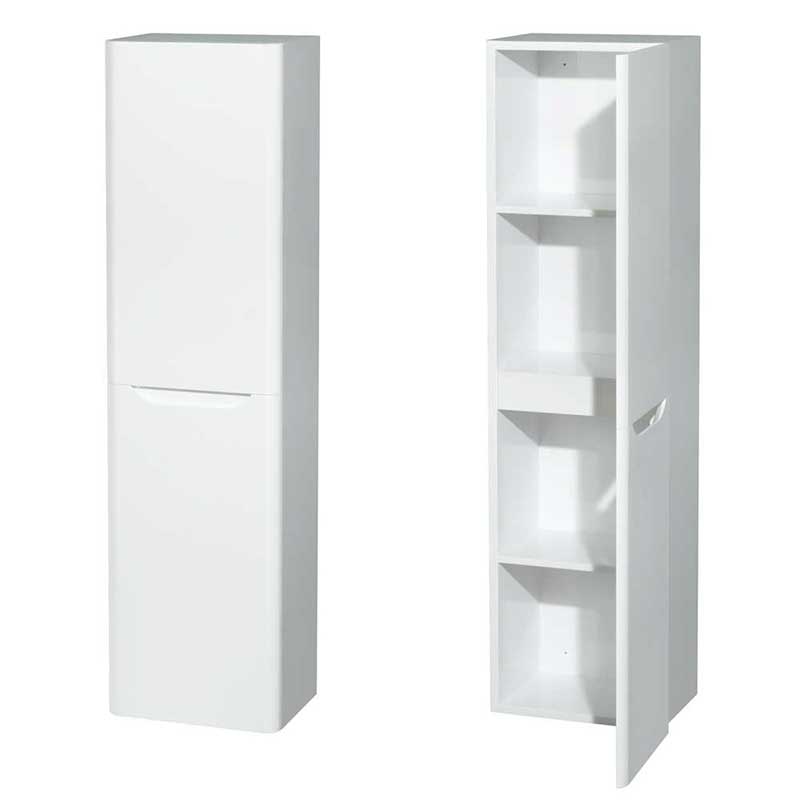 Wyndham Collection Murano Wall-Mounted Bathroom Storage Cabinet in Glossy White (Two-Door) 3