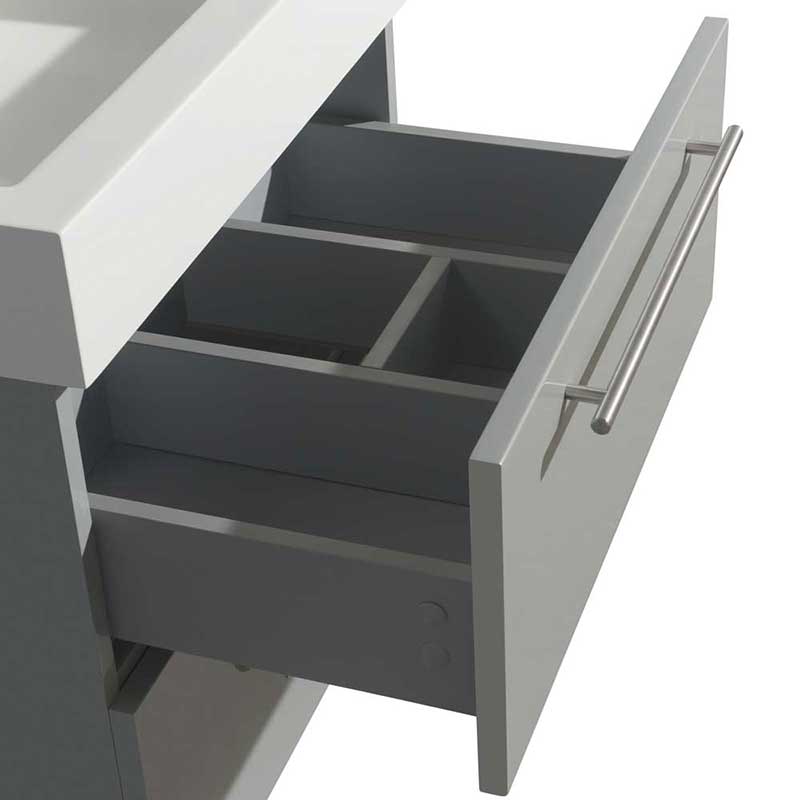 Amare 24" Single Bathroom Vanity in Dove Gray, White Man-Made Stone Countertop, Arista Ivory Marble Sink and 24" Mirror 3