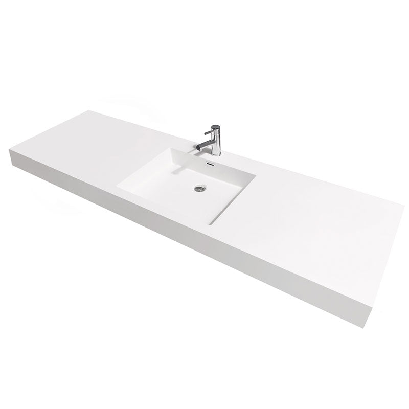 Amare 72" Single Bathroom Vanity in Dove Gray, Acrylic Resin Countertop, Integrated Sink and 70" Mirror 3