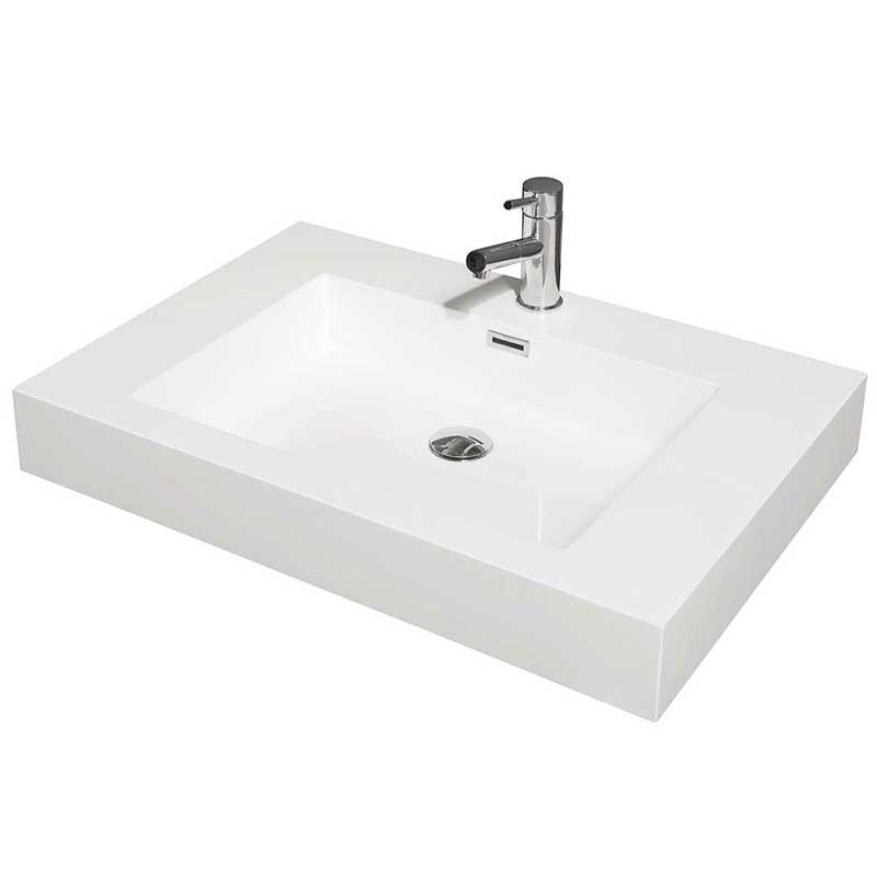 Axa 30" Single Bathroom Vanity in Glossy White, Acrylic Resin Countertop, Integrated Sink and 24" Mirror 3