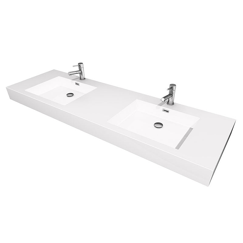 Axa 72" Double Bathroom Vanity in Dove Gray, Acrylic Resin Countertop, Integrated Sinks and 70" Mirror 3