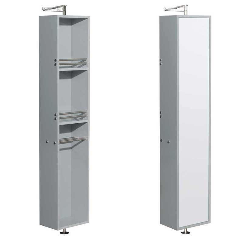 Andover Linen Tower & 360 Degree Rotating Floor Cabinet with Full-Length Mirror in Dove Gray