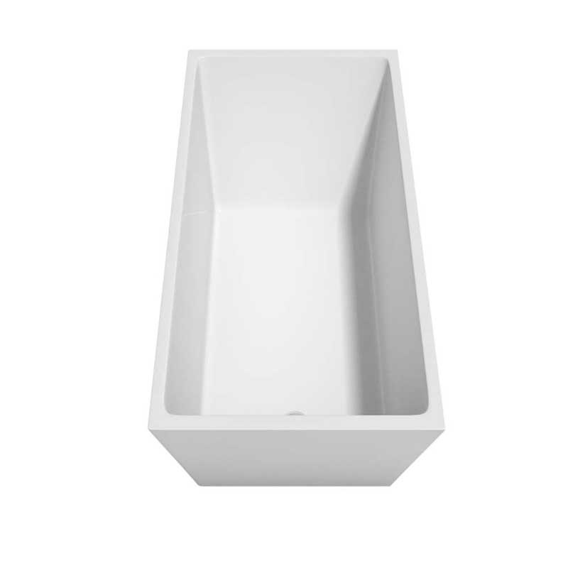 Wyndham Collection Hannah 59 inch Freestanding Bathtub in White with Floor Mounted Faucet, Drain and Overflow Trim in Brushed Nickel 6