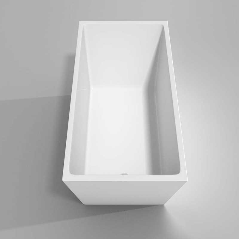 Wyndham Collection Hannah 59 inch Freestanding Bathtub in White with Floor Mounted Faucet, Drain and Overflow Trim in Brushed Nickel 5
