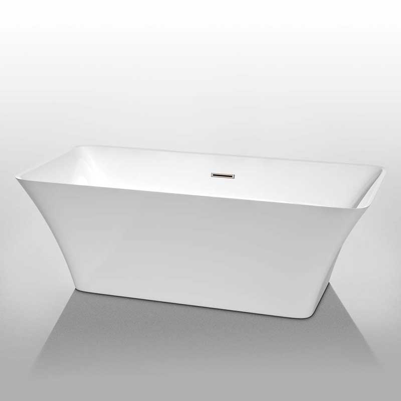 Wyndham Collection Tiffany 67 inch Freestanding Bathtub in White with Brushed Nickel Drain and Overflow Trim 2