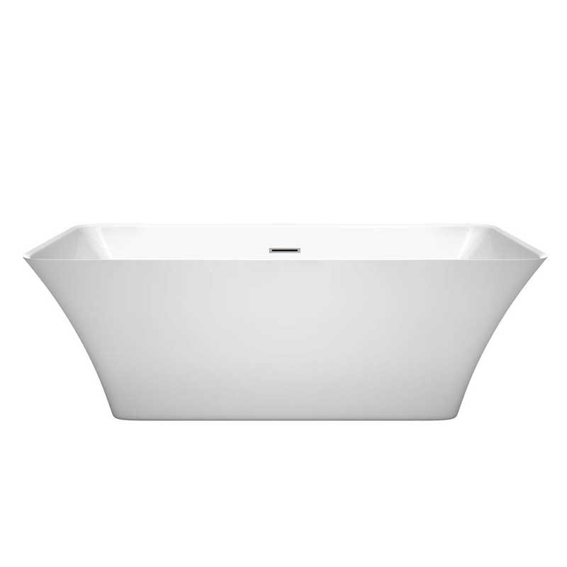 Wyndham Collection Tiffany 67 inch Freestanding Bathtub in White with Brushed Nickel Drain and Overflow Trim 4