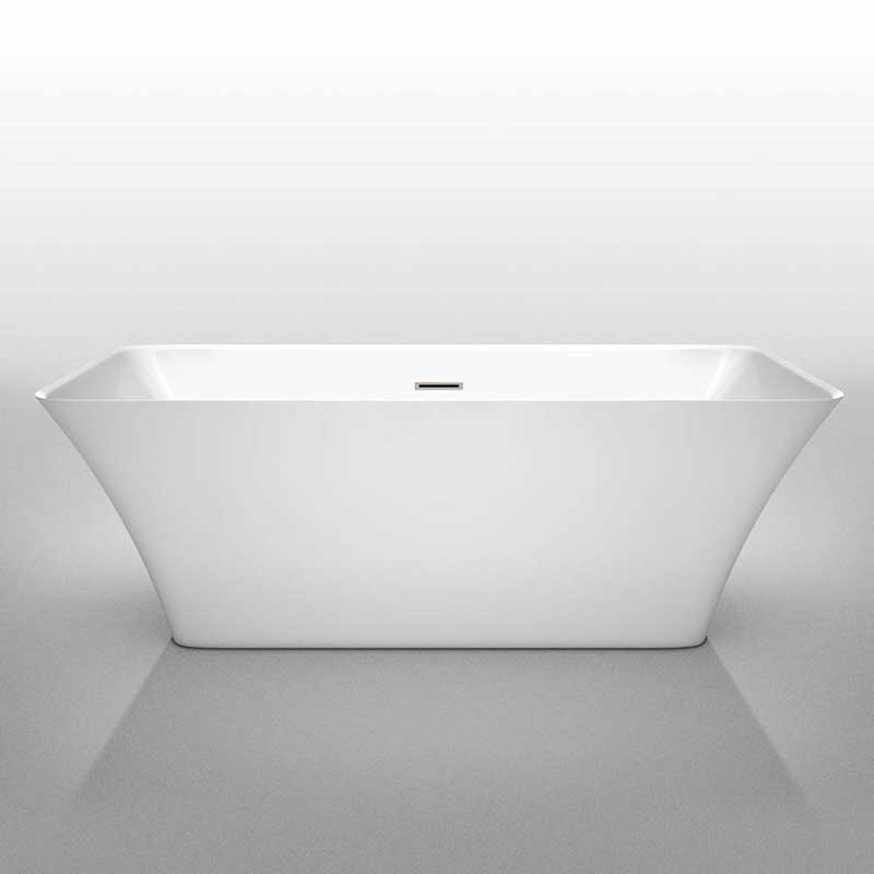 Wyndham Collection Tiffany 67 inch Freestanding Bathtub in White with Brushed Nickel Drain and Overflow Trim 3