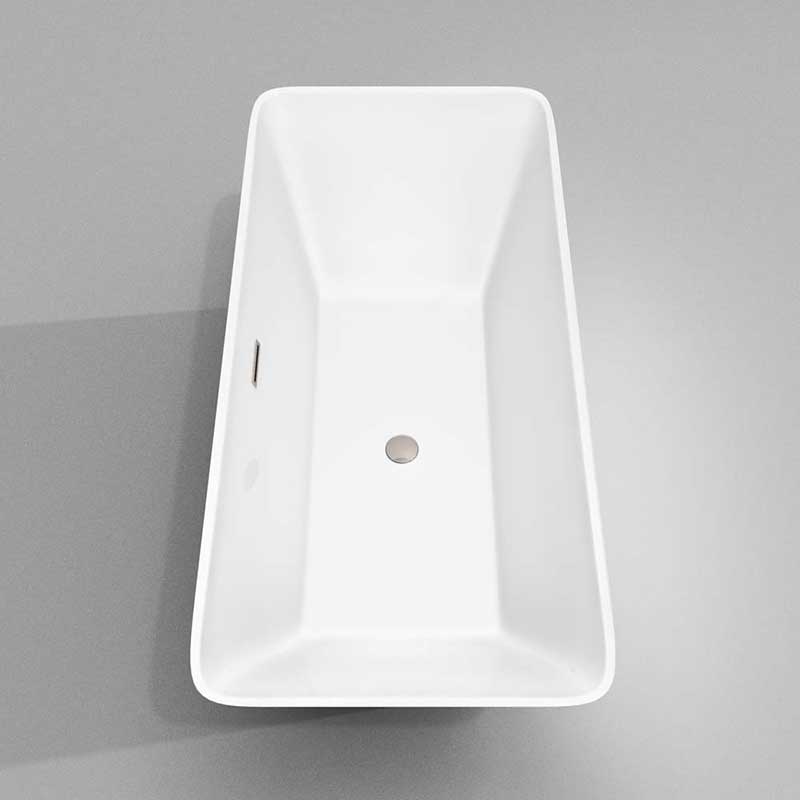 Wyndham Collection Tiffany 67 inch Freestanding Bathtub in White with Brushed Nickel Drain and Overflow Trim 5