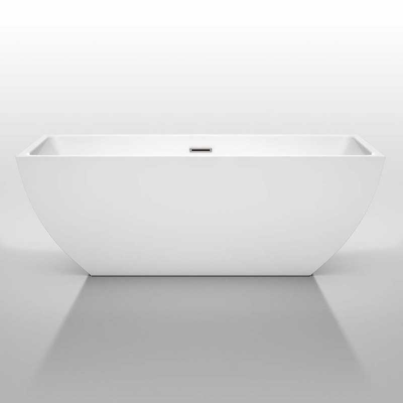 Wyndham Collection Rachel 67 inch Freestanding Bathtub in White with Brushed Nickel Drain and Overflow Trim 3