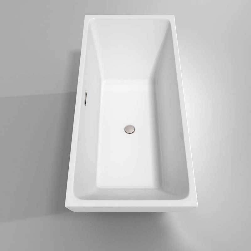 Wyndham Collection Rachel 67 inch Freestanding Bathtub in White with Brushed Nickel Drain and Overflow Trim 5