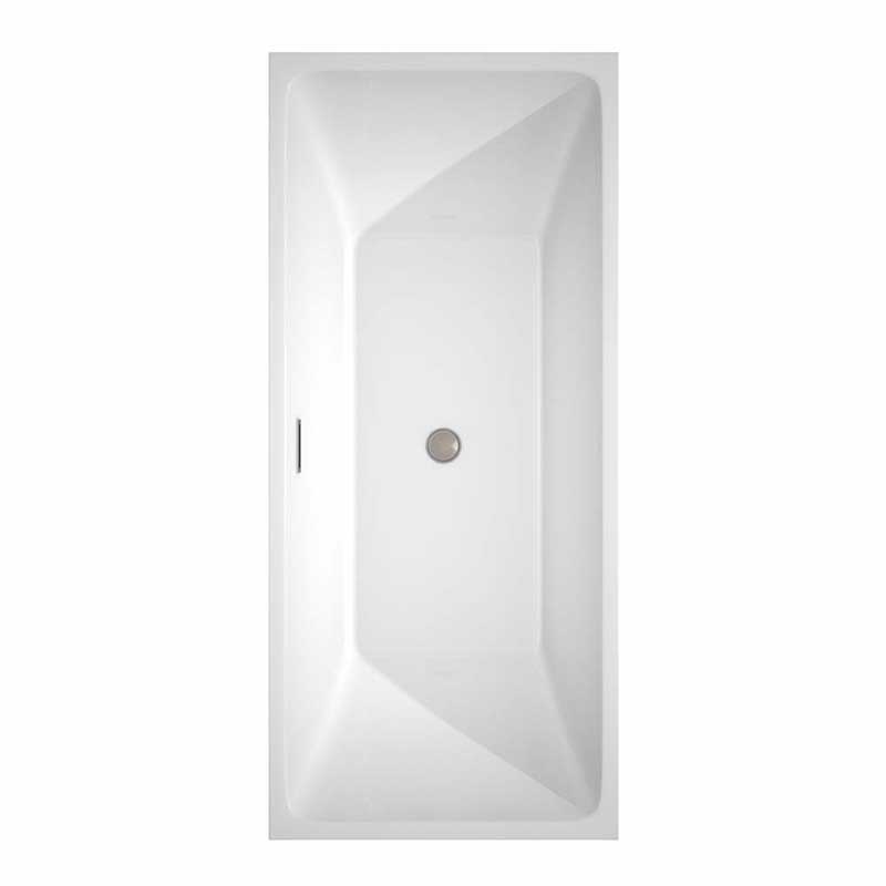 Wyndham Collection Rachel 67 inch Freestanding Bathtub in White with Brushed Nickel Drain and Overflow Trim 8