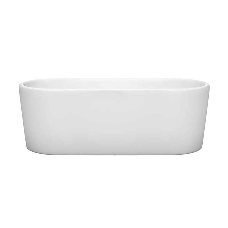 Wyndham Collection Ursula 67 inch Freestanding Bathtub in White with Brushed Nickel Drain and Overflow Trim 4