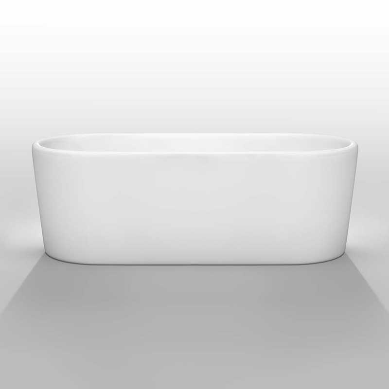 Wyndham Collection Ursula 67 inch Freestanding Bathtub in White with Brushed Nickel Drain and Overflow Trim 3