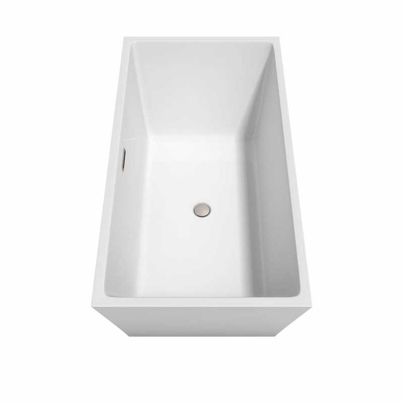 Wyndham Collection Sara 59 inch Freestanding Bathtub in White with Brushed Nickel Drain and Overflow Trim 6