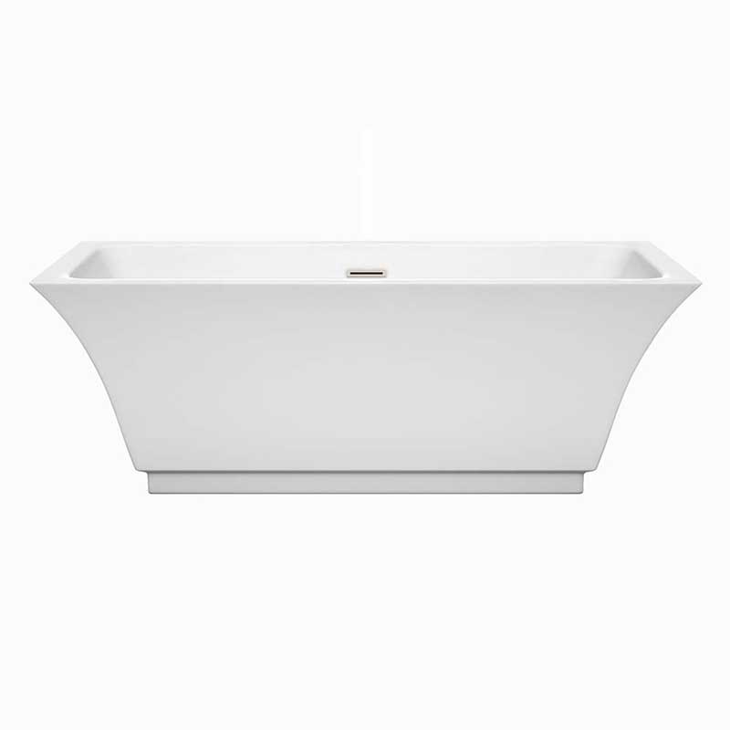 Wyndham Collection Galina 67 inch Freestanding Bathtub in White with Brushed Nickel Drain and Overflow Trim 4