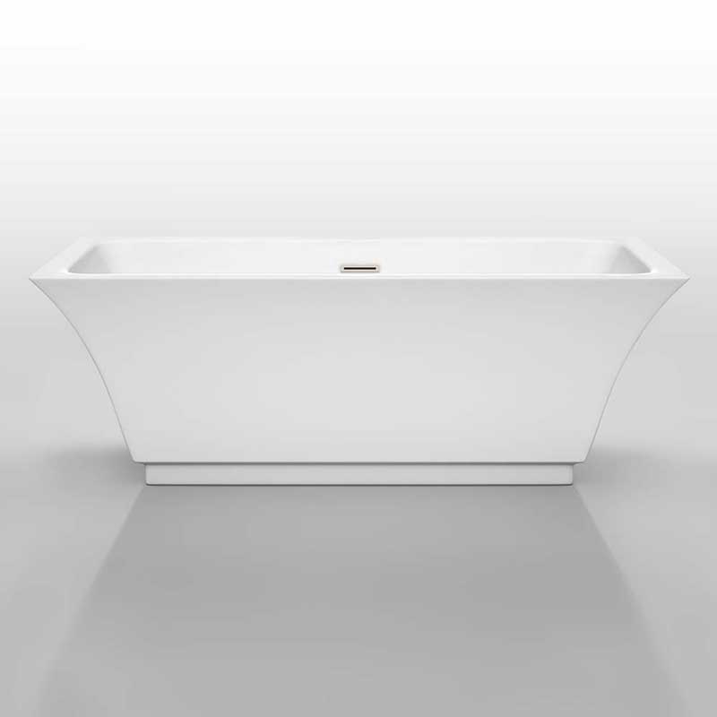 Wyndham Collection Galina 67 inch Freestanding Bathtub in White with Brushed Nickel Drain and Overflow Trim 3