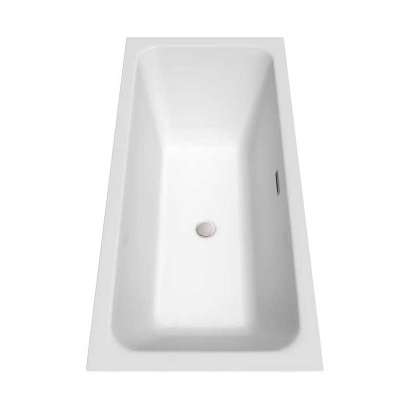 Wyndham Collection Galina 67 inch Freestanding Bathtub in White with Brushed Nickel Drain and Overflow Trim 6