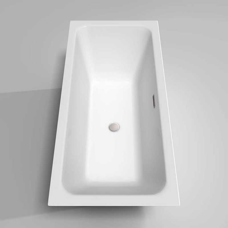 Wyndham Collection Galina 67 inch Freestanding Bathtub in White with Brushed Nickel Drain and Overflow Trim 5