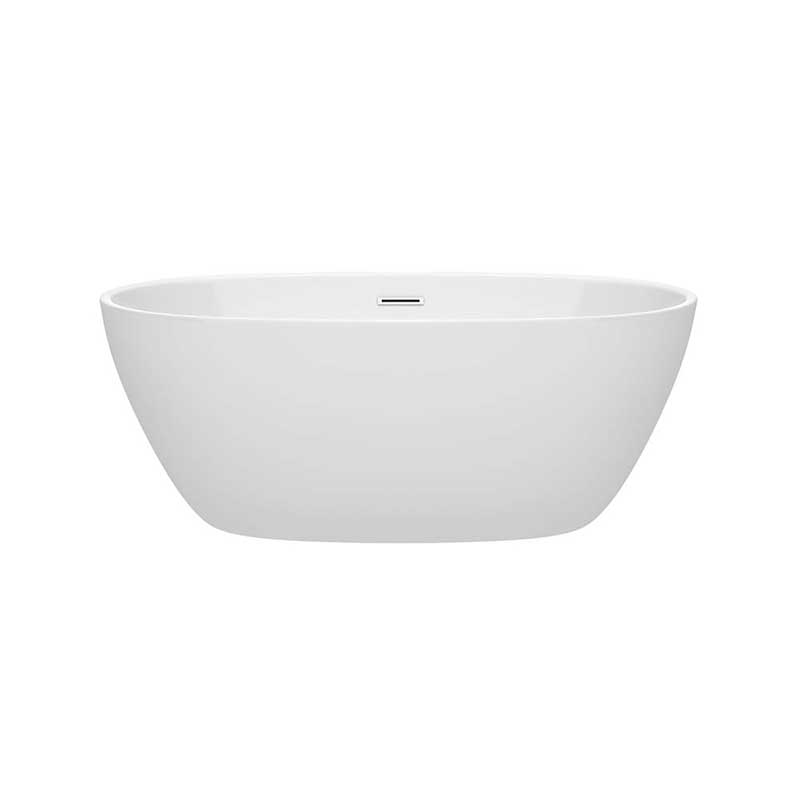 Wyndham Collection Juno 59 inch Freestanding Bathtub in White with Polished Chrome Drain and Overflow Trim 4
