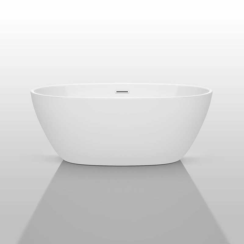 Wyndham Collection Juno 59 inch Freestanding Bathtub in White with Polished Chrome Drain and Overflow Trim 3