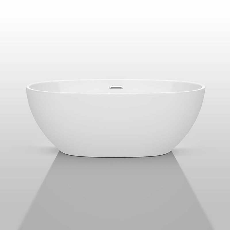 Wyndham Collection Juno 63 inch Freestanding Bathtub in White with Polished Chrome Drain and Overflow Trim 3