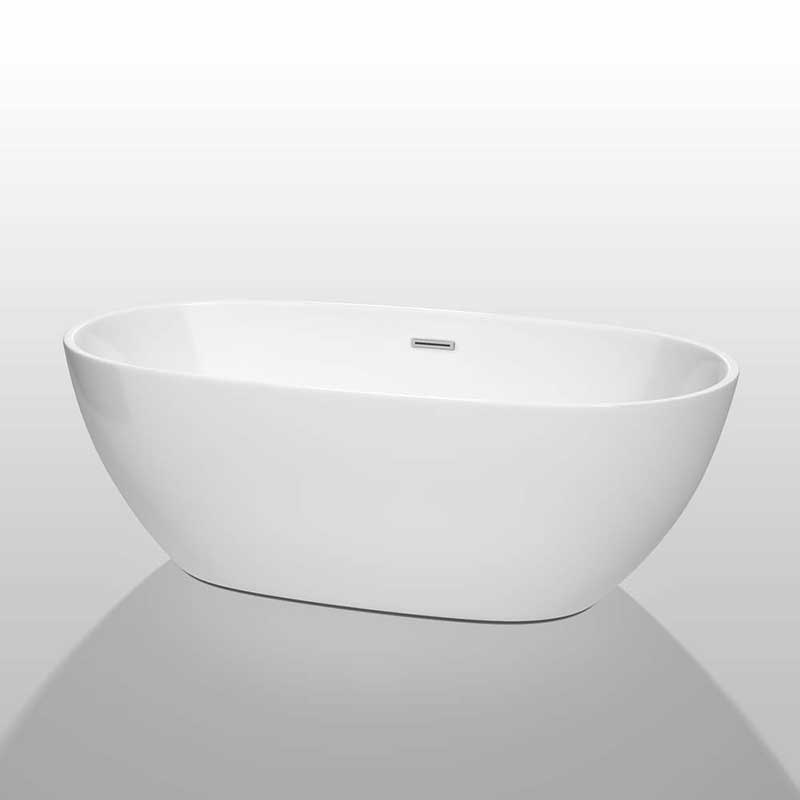 Wyndham Collection Juno 67 inch Freestanding Bathtub in White with Polished Chrome Drain and Overflow Trim 2