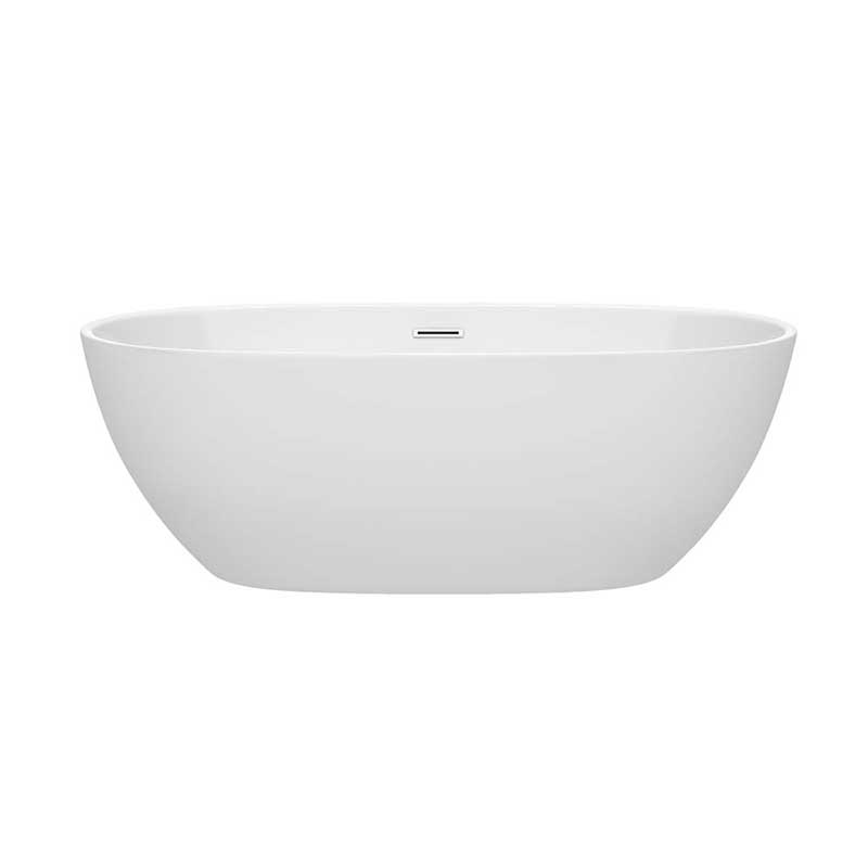 Wyndham Collection Juno 67 inch Freestanding Bathtub in White with Polished Chrome Drain and Overflow Trim 4