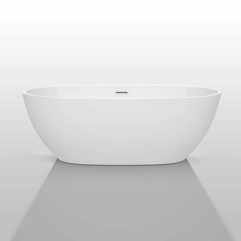 Wyndham Collection Juno 67 inch Freestanding Bathtub in White with Polished Chrome Drain and Overflow Trim 3