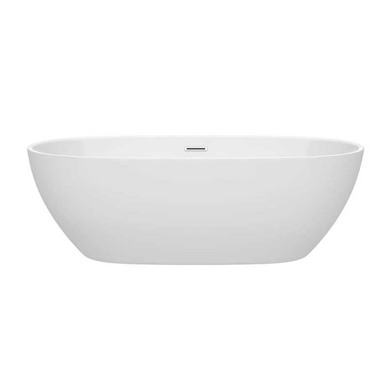 Wyndham Collection Juno 71 inch Freestanding Bathtub in White with Polished Chrome Drain and Overflow Trim 4