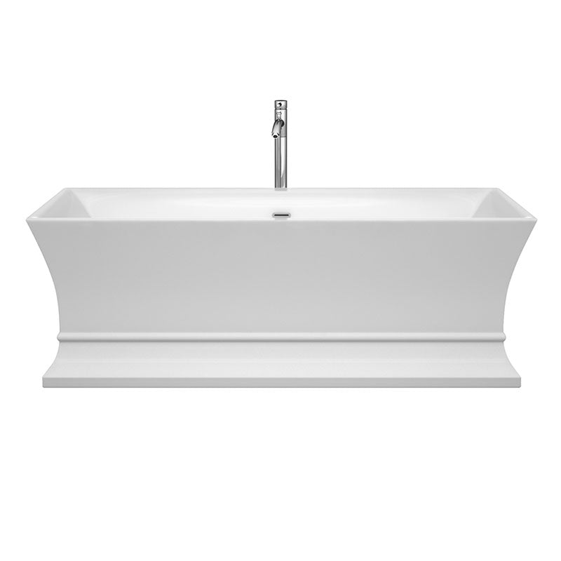 Wyndham Collection Jamie 67 inch Soaking Bathtub in White with Polished Chrome Trim, and Polished Chrome Floor Mounted Faucet 2