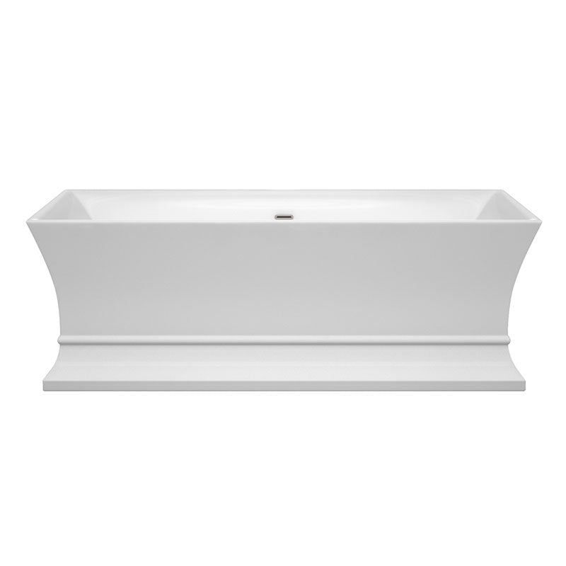 Wyndham Collection Jamie 67 inch Soaking Bathtub in White with Brushed Nickel Trim 2