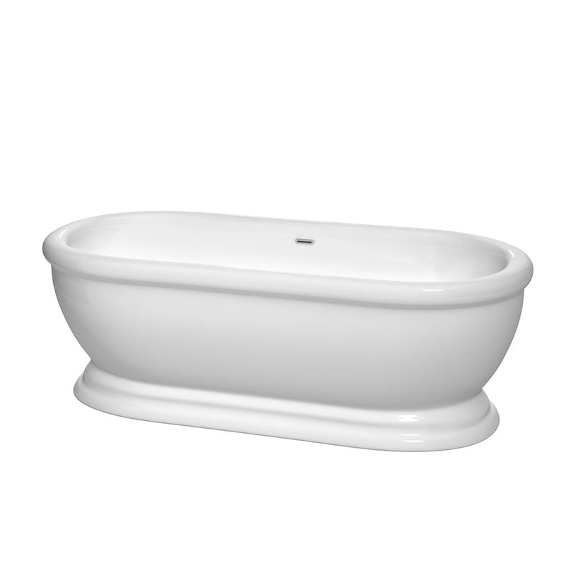 Wyndham Collection Mary 68 inch Soaking Bathtub in White with Polished Chrome Trim