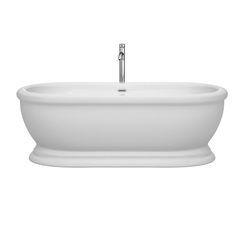 Wyndham Collection Mary 68 inch Soaking Bathtub in White with Polished Chrome Trim, and Polished Chrome Floor Mounted Faucet 2