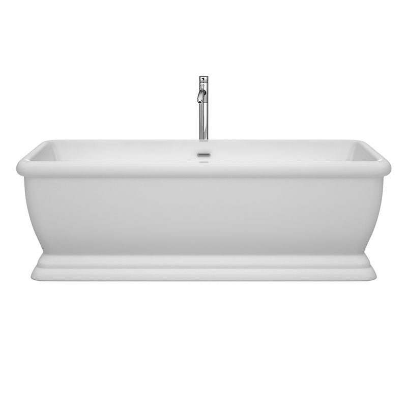 Wyndham Collection Candace 68 inch Soaking Bathtub in White with Polished Chrome Trim, and Polished Chrome Floor Mounted Faucet 2