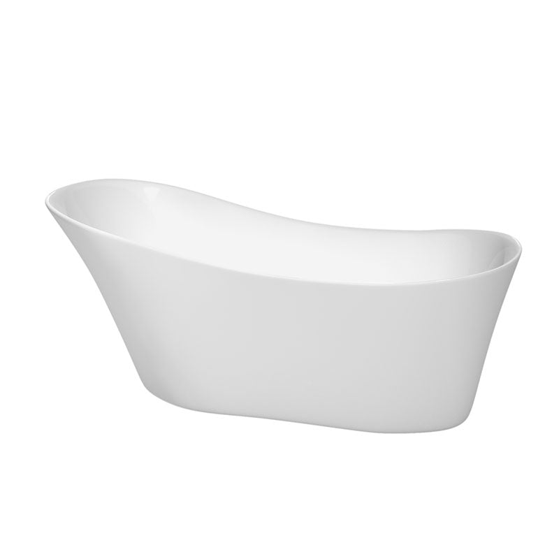 Wyndham Collection Janice 67 inch Soaking Bathtub in White with Polished Chrome Trim