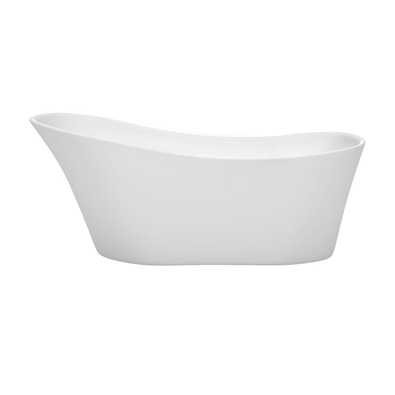Wyndham Collection Janice 67 inch Soaking Bathtub in White with Brushed Nickel Trim 2