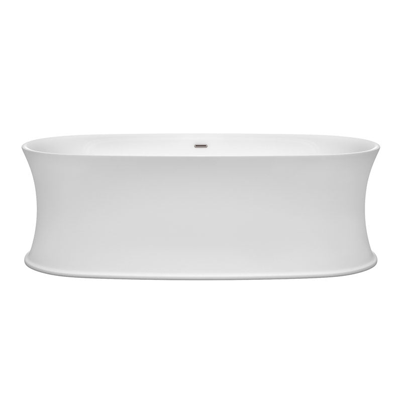 Wyndham Collection Kara 71 inch Soaking Bathtub in White with Brushed Nickel Trim 2