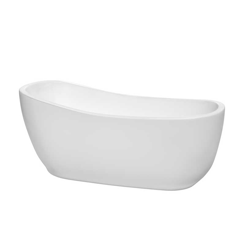 Wyndham Collection Margaret 66 inch Soaking Bathtub in White with Brushed Nickel Trim