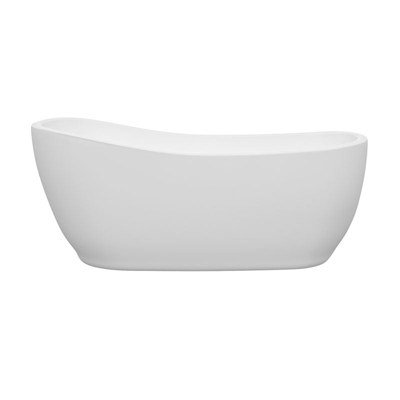 Wyndham Collection Margaret 66 inch Soaking Bathtub in White with Brushed Nickel Trim 2