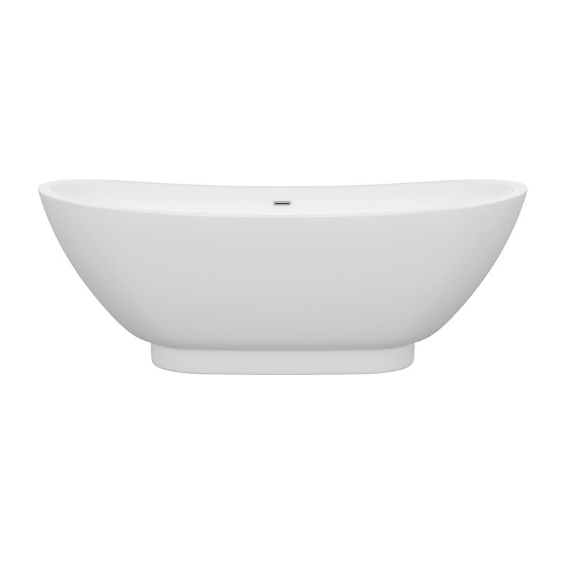 Wyndham Collection Clara 69 inch Soaking Bathtub in White with Brushed Nickel Trim 2