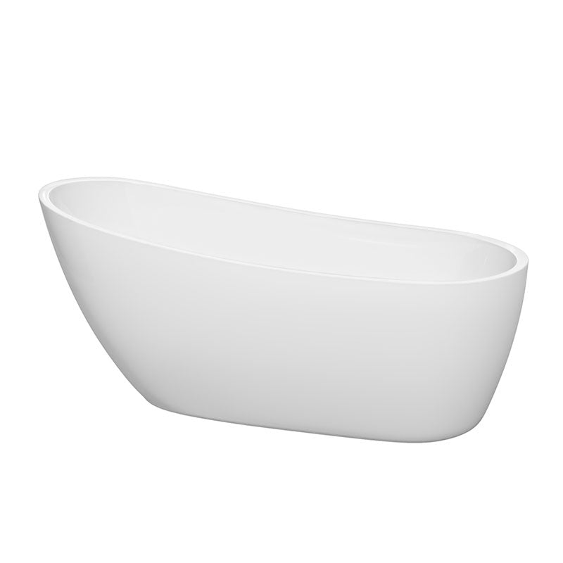Wyndham Collection Florence 68 inch Soaking Bathtub in White with Brushed Nickel Trim