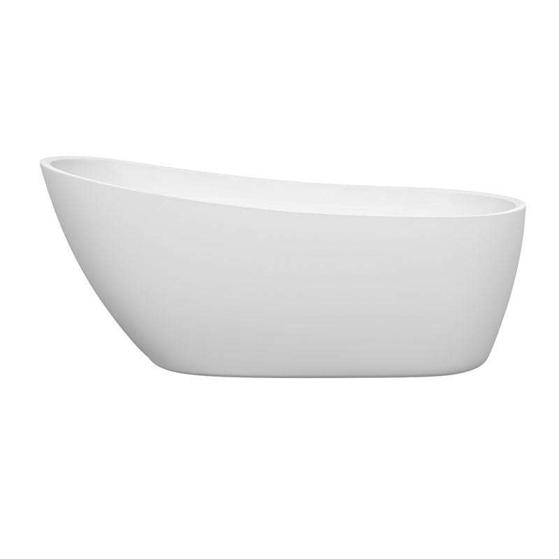 Wyndham Collection Florence 68 inch Soaking Bathtub in White with Brushed Nickel Trim 2