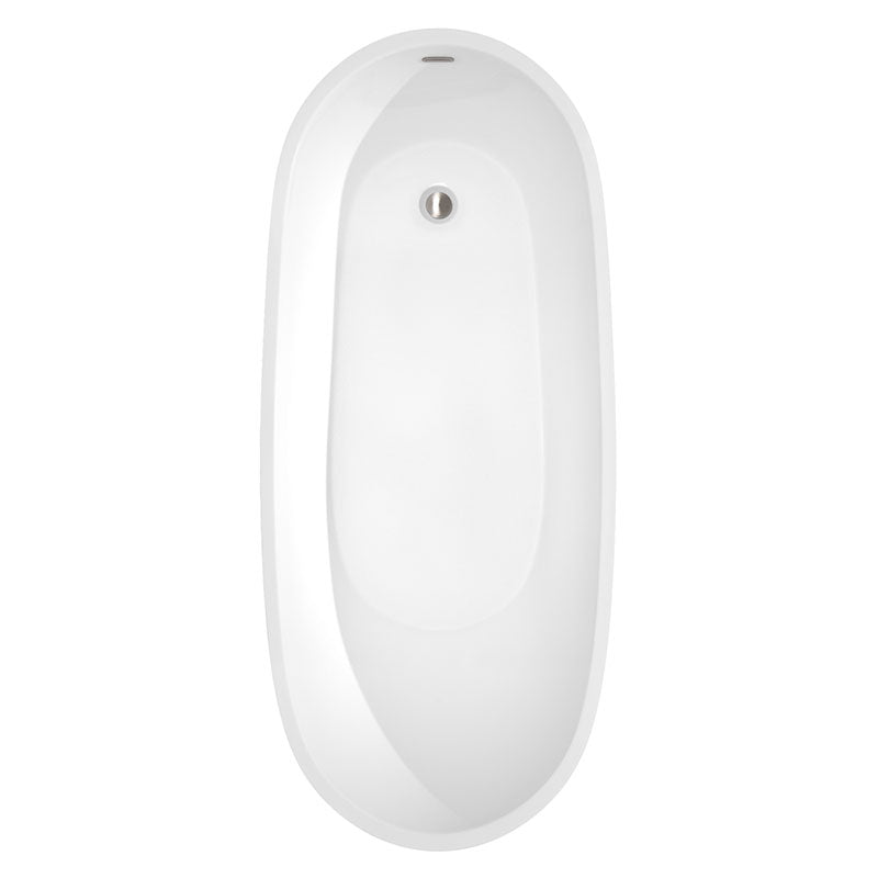 Wyndham Collection Florence 68 inch Soaking Bathtub in White with Brushed Nickel Trim 4